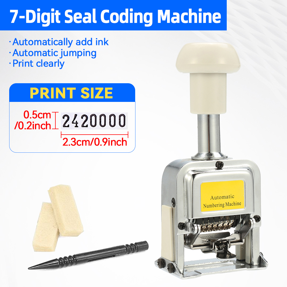 Rubber Date Stamp - Number Machine 7 Position Automatic Numbering