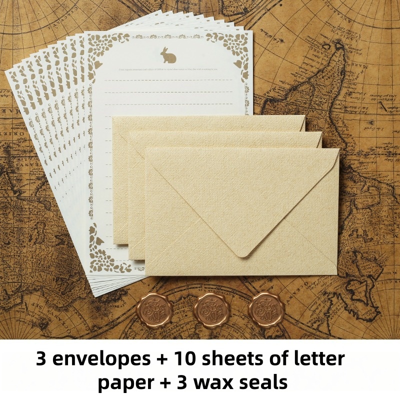 Wax Seal Stamp Set - 16PCS Vintage Linen Envelopes Luxury Wedding