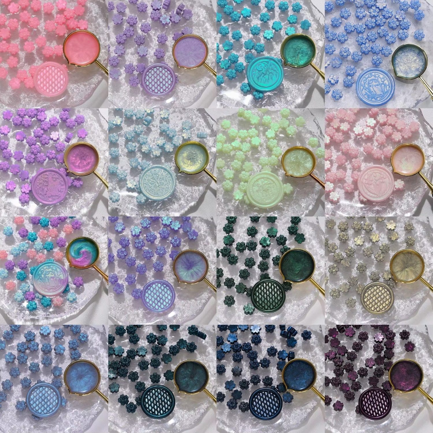Wax Seal Stamp Set - 100pcs Aurora Cherry Blossom Fiery Lacquer