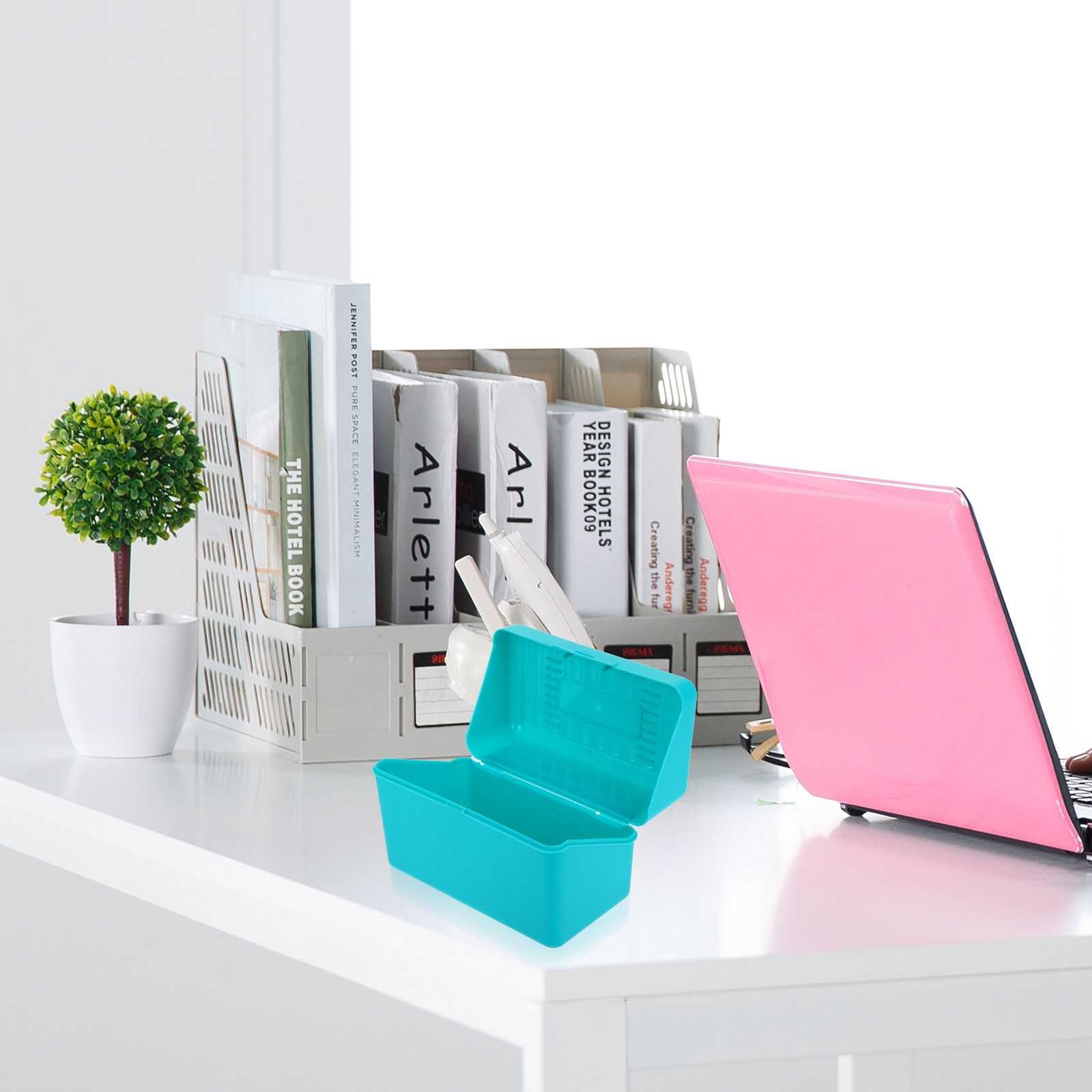 Index Card Holder - 4Pcs Index Card Desktop Storage Box