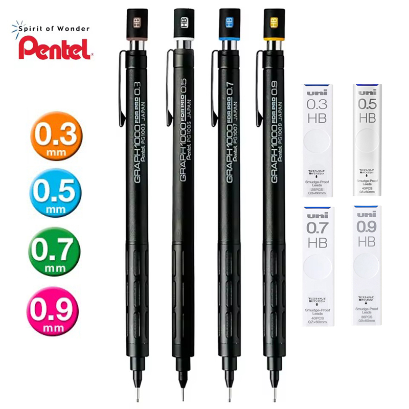Mechanical Pencil 0.3 - Pentel PG1000 Graph For PRO Black