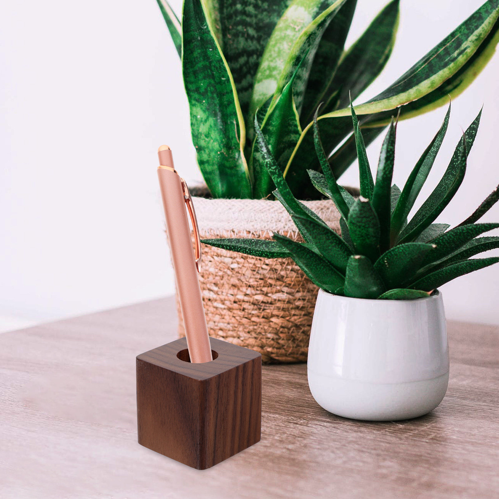 Pen Rest Single - Single Wood Pen Holder Walnut Cube