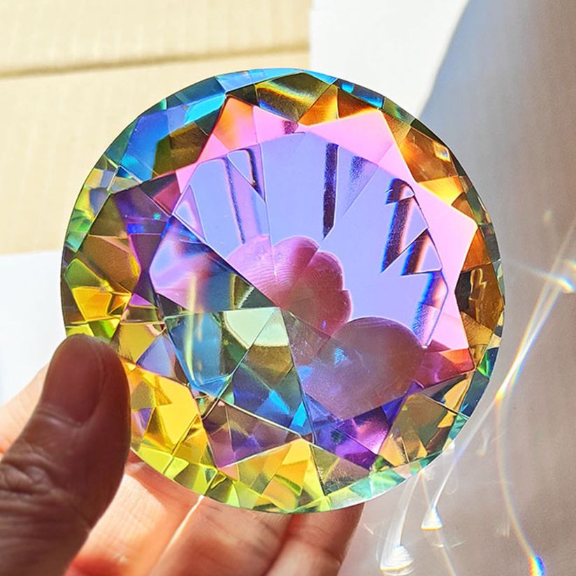 Paper Weight Crystal - 30-80mm AB Colorful K9 Crystal Diamond