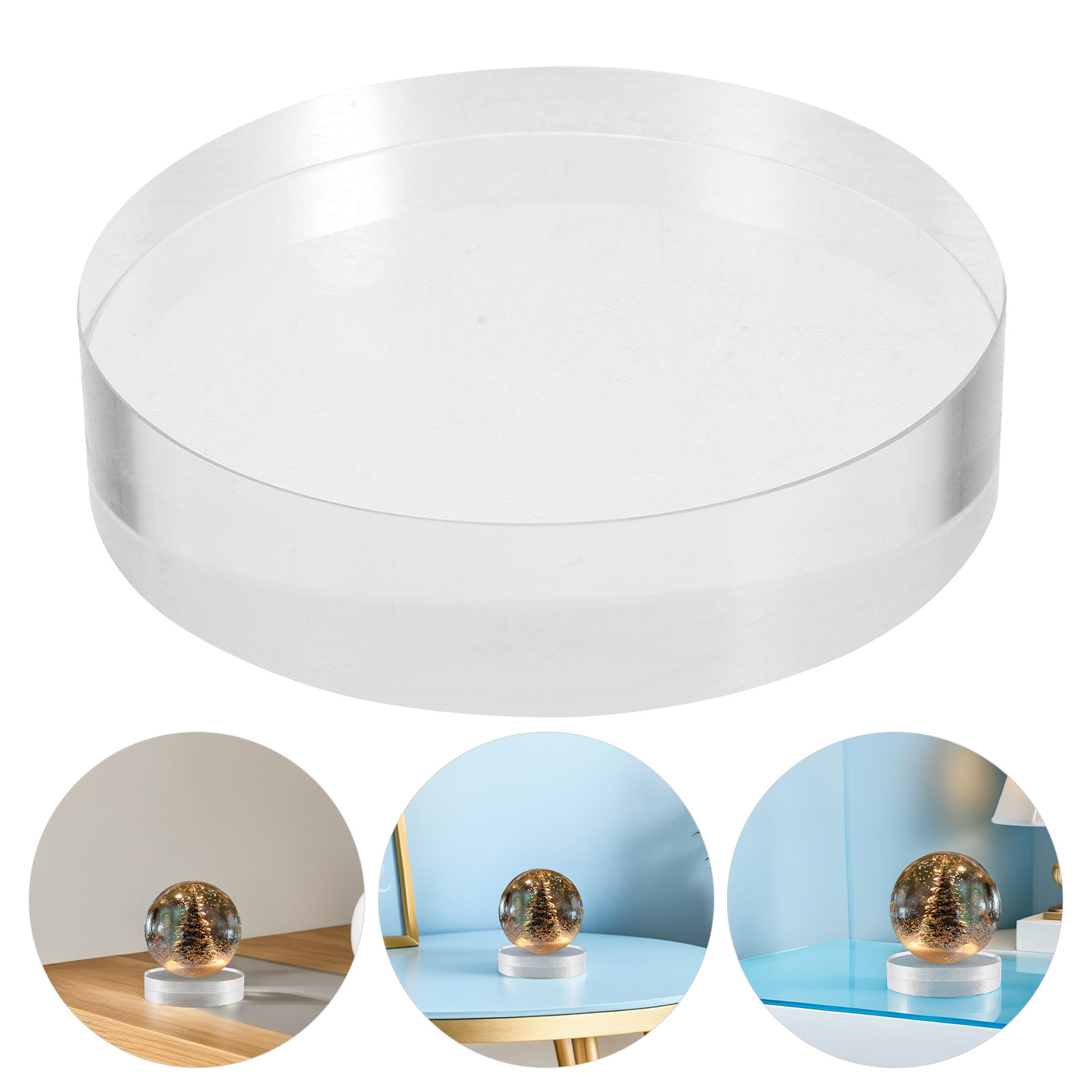 Book Weight Glass - 2Pcs Transparent Round Glass Paperweight Crystal