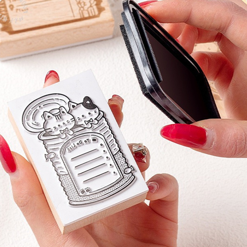 Cute Cat Wooden Rubber Stamp M - đánh giá và giá Rubber Date Stamp