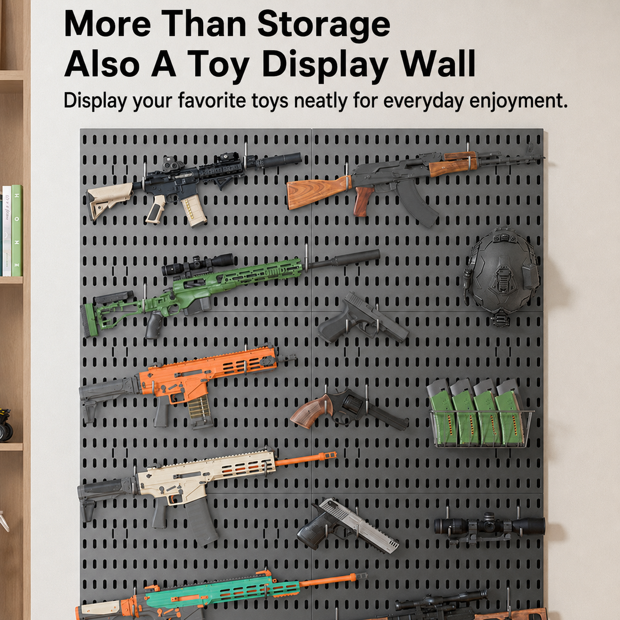 Toy Blaster Pegboard No Drilli - đánh giá và giá Magazine Holder Rack