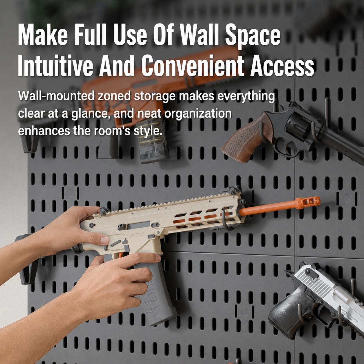 Toy Blaster Pegboard No Drilli - đánh giá và giá Magazine Holder Rack