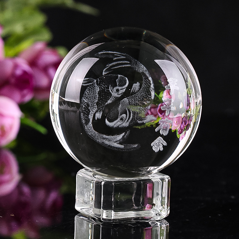 50mm 3D Engraved Crystal Ball  - đánh giá và giá Paper Weight Crystal