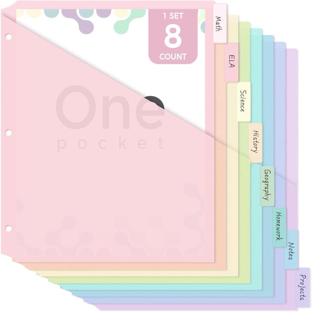 8 pcs Durable A4 Pastel Binder - đánh giá và giá Tab Divider A4