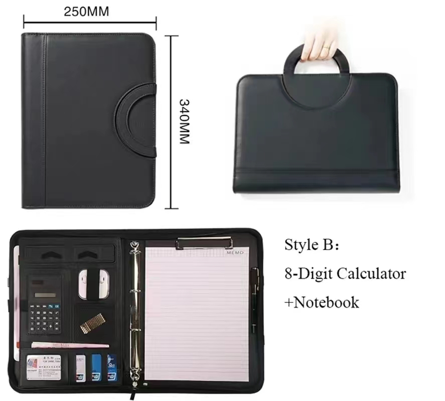 PU leather A4 zipper calculato - đánh giá và giá Binder A4 Lever