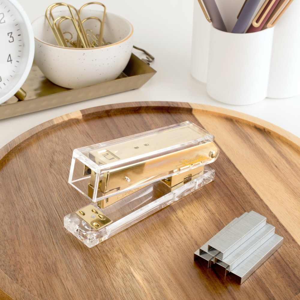 Compact Clear Acrylic Gold Sta - đánh giá và giá Stapler Half Strip