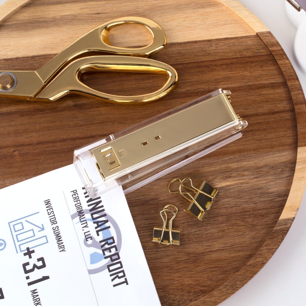 Compact Clear Acrylic Gold Sta - đánh giá và giá Stapler Half Strip