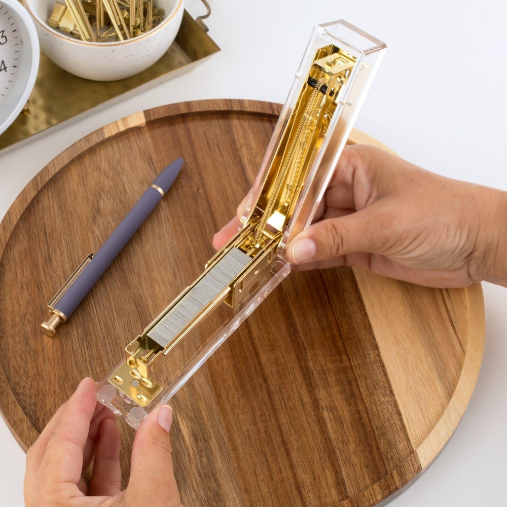 Compact Clear Acrylic Gold Sta - đánh giá và giá Stapler Half Strip